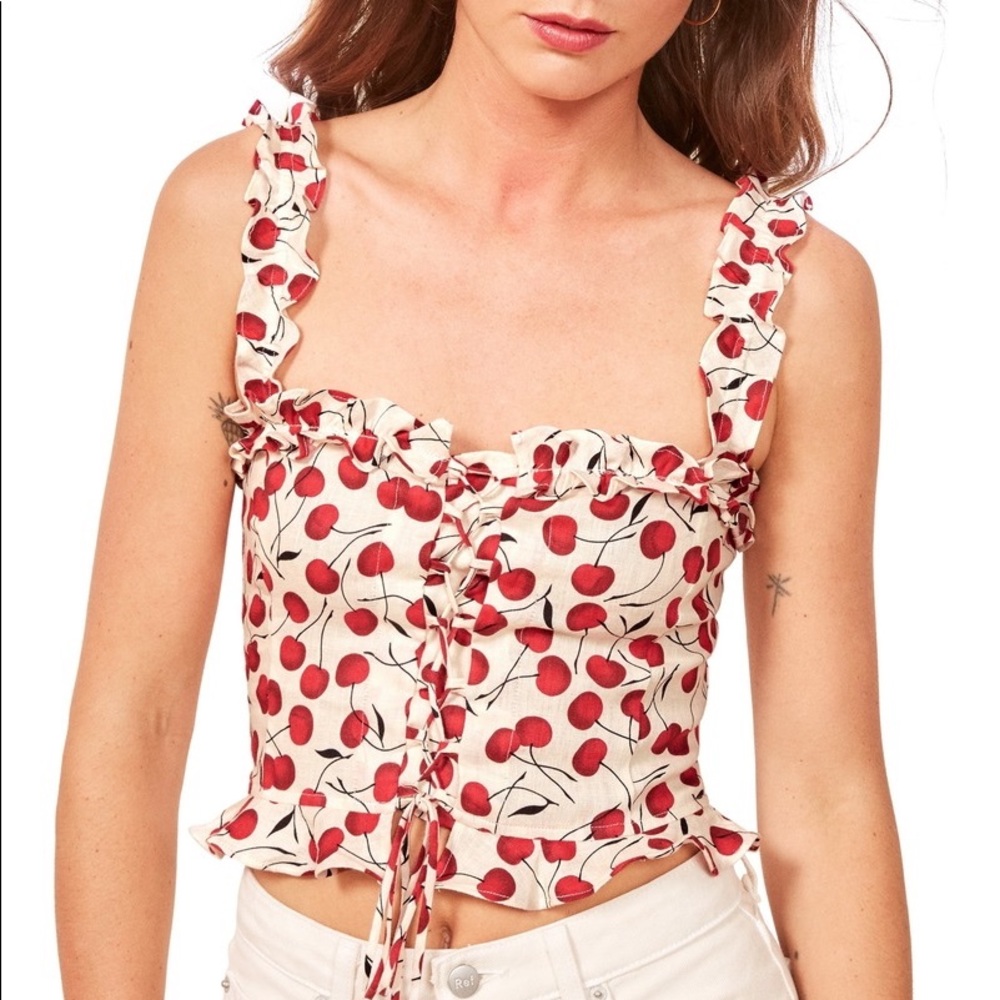 NWT Reformation Cherry Bayley Crop Top (8)